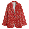 Candy Cane Polka Dot Pattern Print Women's Cotton Blazer