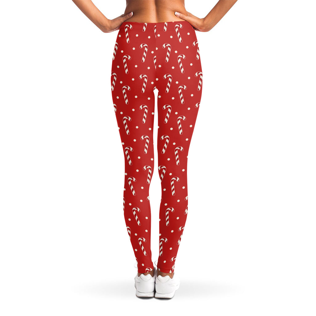Candy Cane Polka Dot Pattern Print Women's Leggings