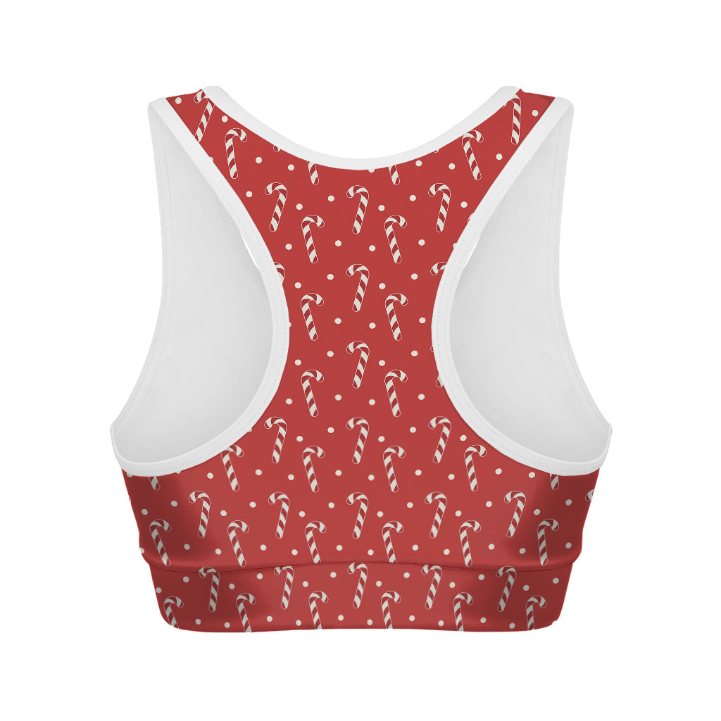 Candy Cane Polka Dot Pattern Print Women's Sports Bra