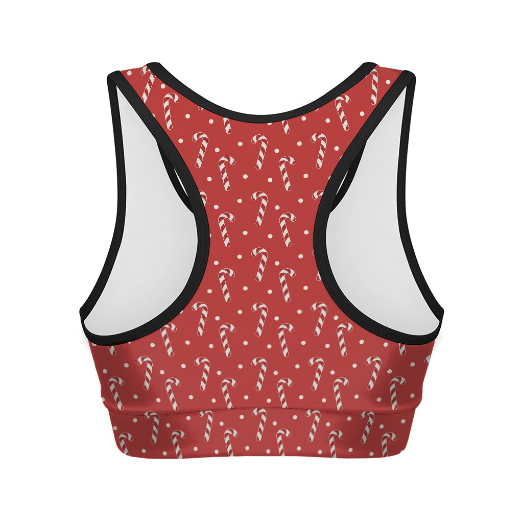 Candy Cane Polka Dot Pattern Print Women's Sports Bra