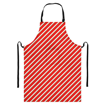 Candy Cane Stripe Pattern Print Bib Apron With Pocket