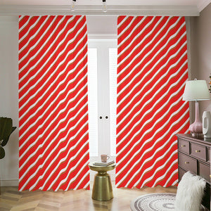 Candy Cane Stripe Pattern Print Blackout Pencil Pleat Curtains