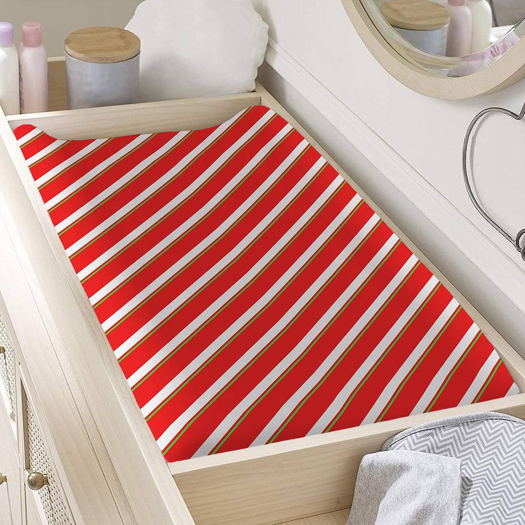 Candy Cane Stripe Pattern Print Changing Pad Cover