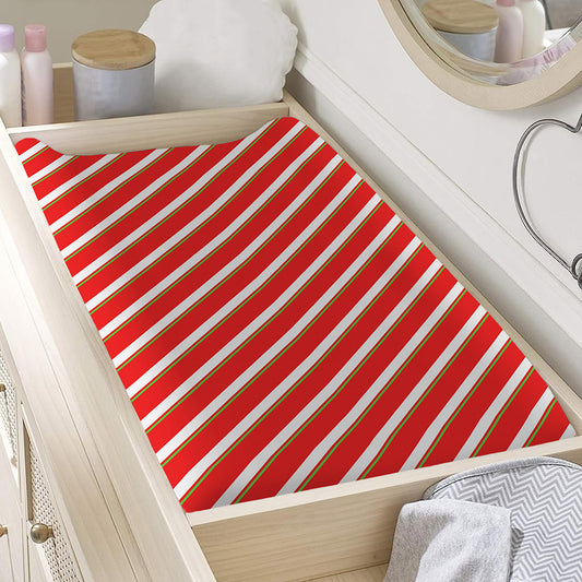 Candy Cane Stripe Pattern Print Changing Pad Cover