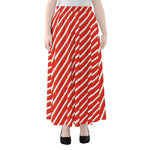 Candy Cane Stripe Pattern Print Chiffon Maxi Skirt