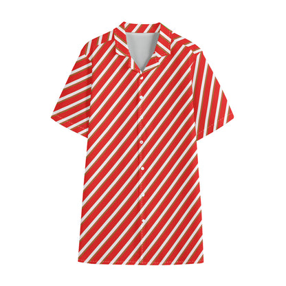 Candy Cane Stripe Pattern Print Cotton Hawaiian Shirt