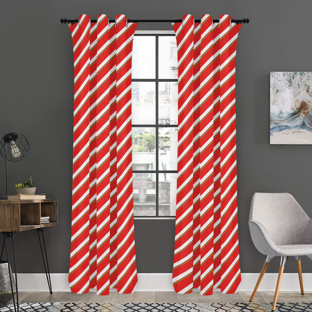 Candy Cane Stripe Pattern Print Curtain