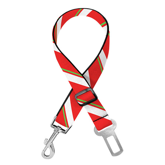 Candy Cane Stripe Pattern Print Dog Seat Belt