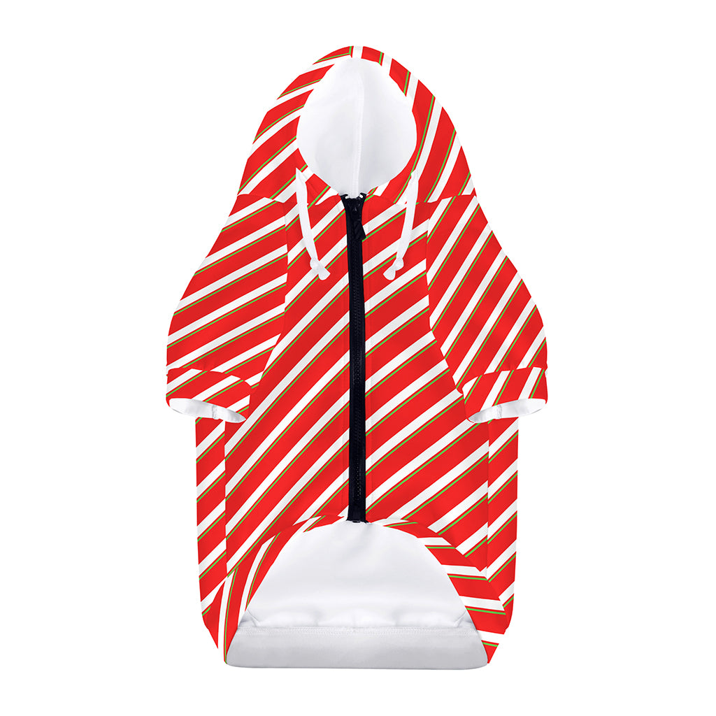 Candy Cane Stripe Pattern Print Dog Zip Up Hoodie