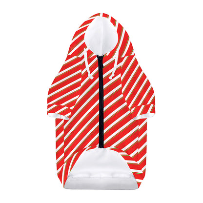 Candy Cane Stripe Pattern Print Dog Zip Up Hoodie