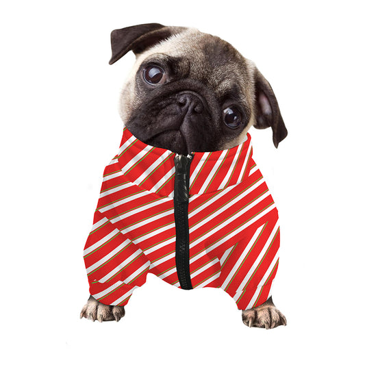 Candy Cane Stripe Pattern Print Dog Zip Up Jacket