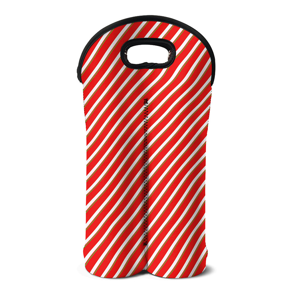 Candy Cane Stripe Pattern Print Double Neoprene Wine Tote