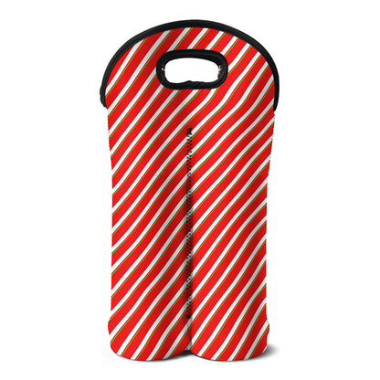 Candy Cane Stripe Pattern Print Double Neoprene Wine Tote