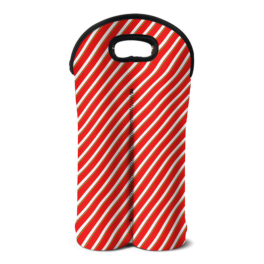 Candy Cane Stripe Pattern Print Double Neoprene Wine Tote