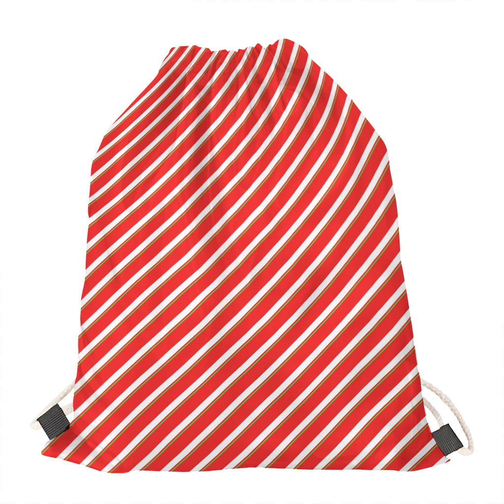Candy Cane Stripe Pattern Print Drawstring Bag