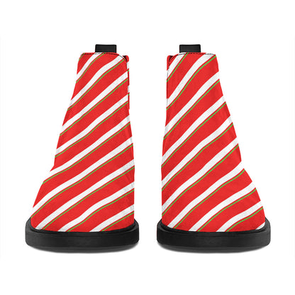 Candy Cane Stripe Pattern Print Flat Ankle Boots