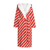 Candy Cane Stripe Pattern Print Hooded Bathrobe