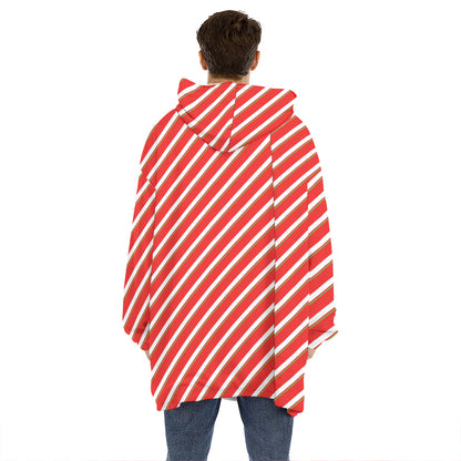 Candy Cane Stripe Pattern Print Hoodie Blanket