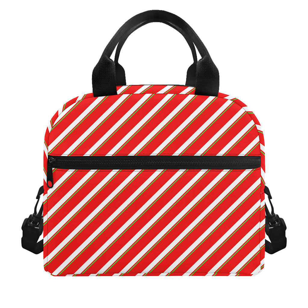 Candy Cane Stripe Pattern Print Insulated Lunch Bag