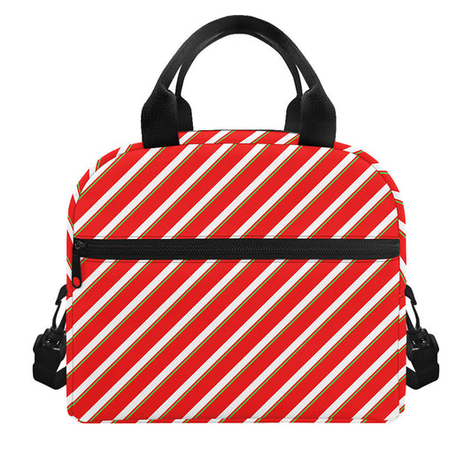 Candy Cane Stripe Pattern Print Insulated Lunch Bag