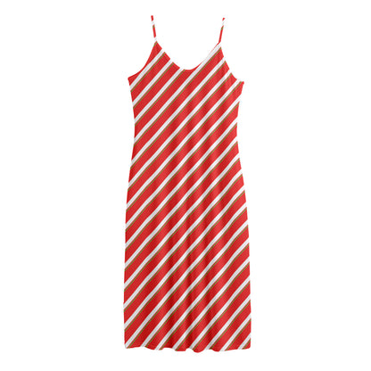 Candy Cane Stripe Pattern Print Jersey Midi Cami Dress