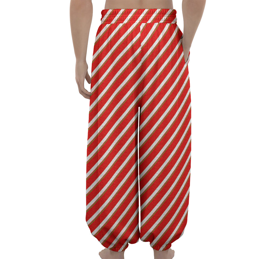 Candy Cane Stripe Pattern Print Lantern Pants