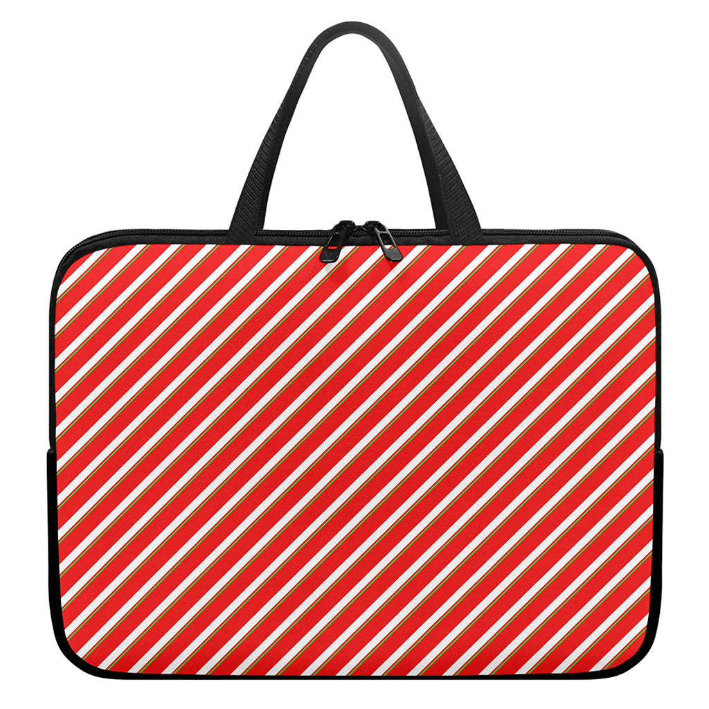 Candy Cane Stripe Pattern Print Laptop Sleeve With Handle
