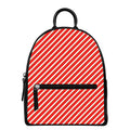 Candy Cane Stripe Pattern Print Leather Backpack