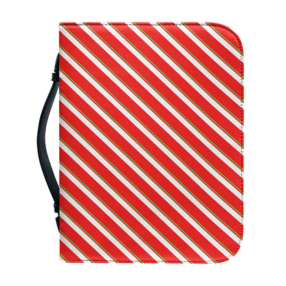 Candy Cane Stripe Pattern Print Leather Bible Cover