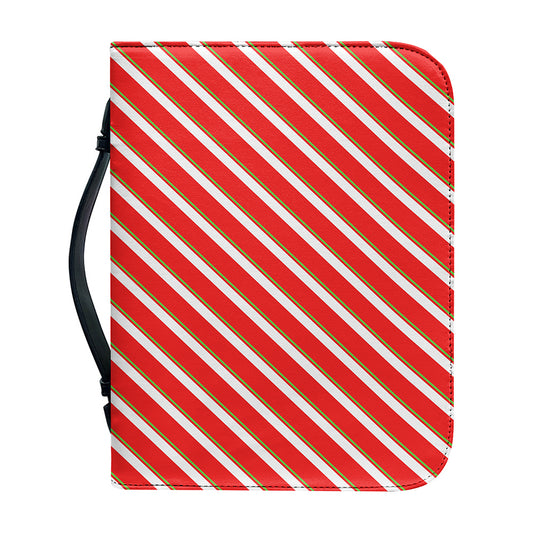 Candy Cane Stripe Pattern Print Leather Bible Cover