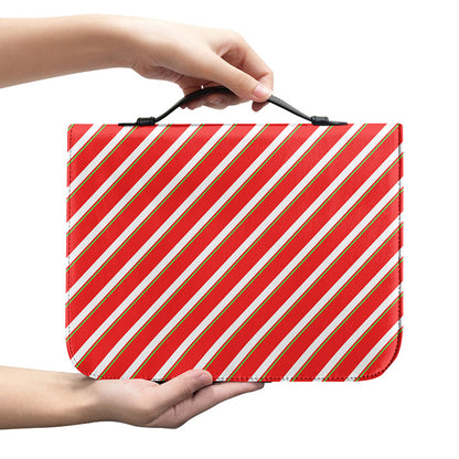 Candy Cane Stripe Pattern Print Leather Bible Cover