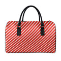 Candy Cane Stripe Pattern Print Leather Duffel Bag