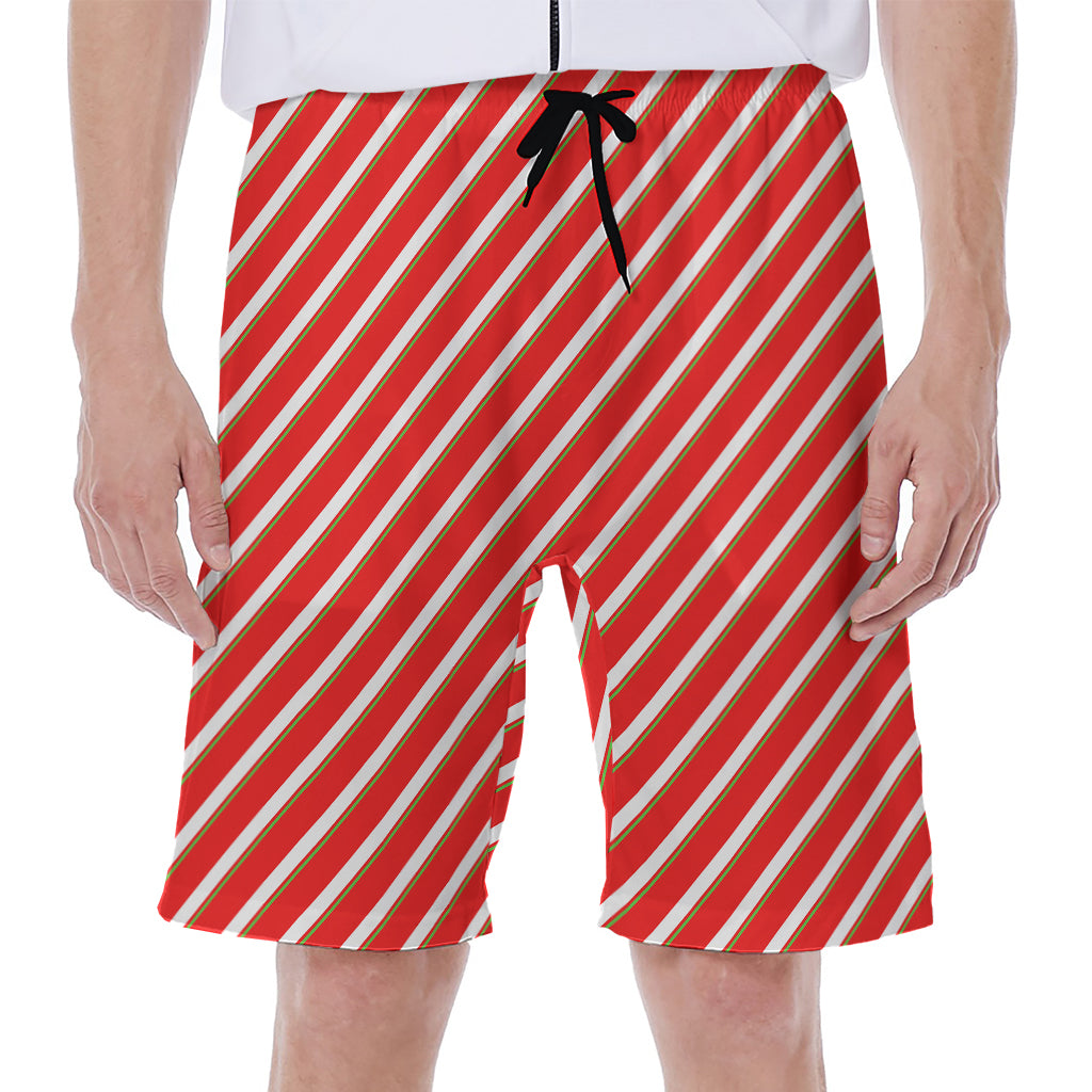 Candy Cane Stripe Pattern Print Men's Beach Shorts