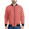 Candy Cane Stripe Pattern Print Men's Bomber Jacket