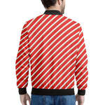 Candy Cane Stripe Pattern Print Men's Bomber Jacket