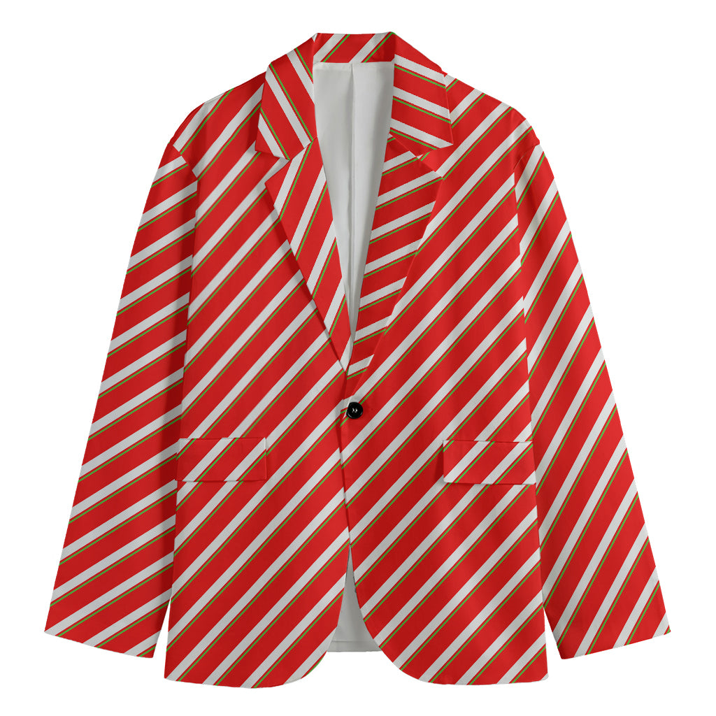 Candy Cane Stripe Pattern Print Men's Cotton Blazer