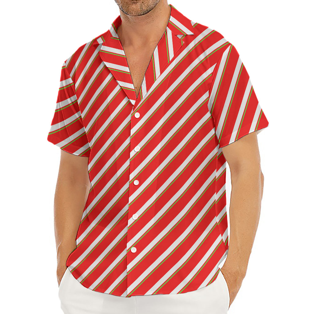 Candy Cane Stripe Pattern Print Men's Deep V-Neck Shirt