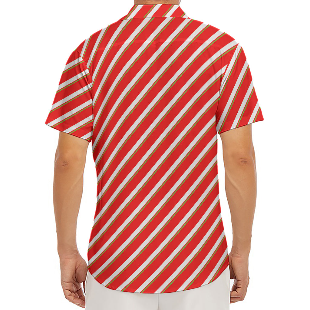 Candy Cane Stripe Pattern Print Men's Deep V-Neck Shirt