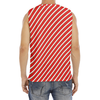 Candy Cane Stripe Pattern Print Men's Fitness Tank Top