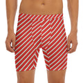 Candy Cane Stripe Pattern Print Men's Long Boxer Briefs