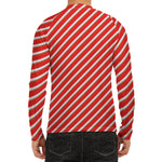Candy Cane Stripe Pattern Print Men's Long Sleeve Rash Guard