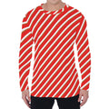 Candy Cane Stripe Pattern Print Men's Long Sleeve T-Shirt
