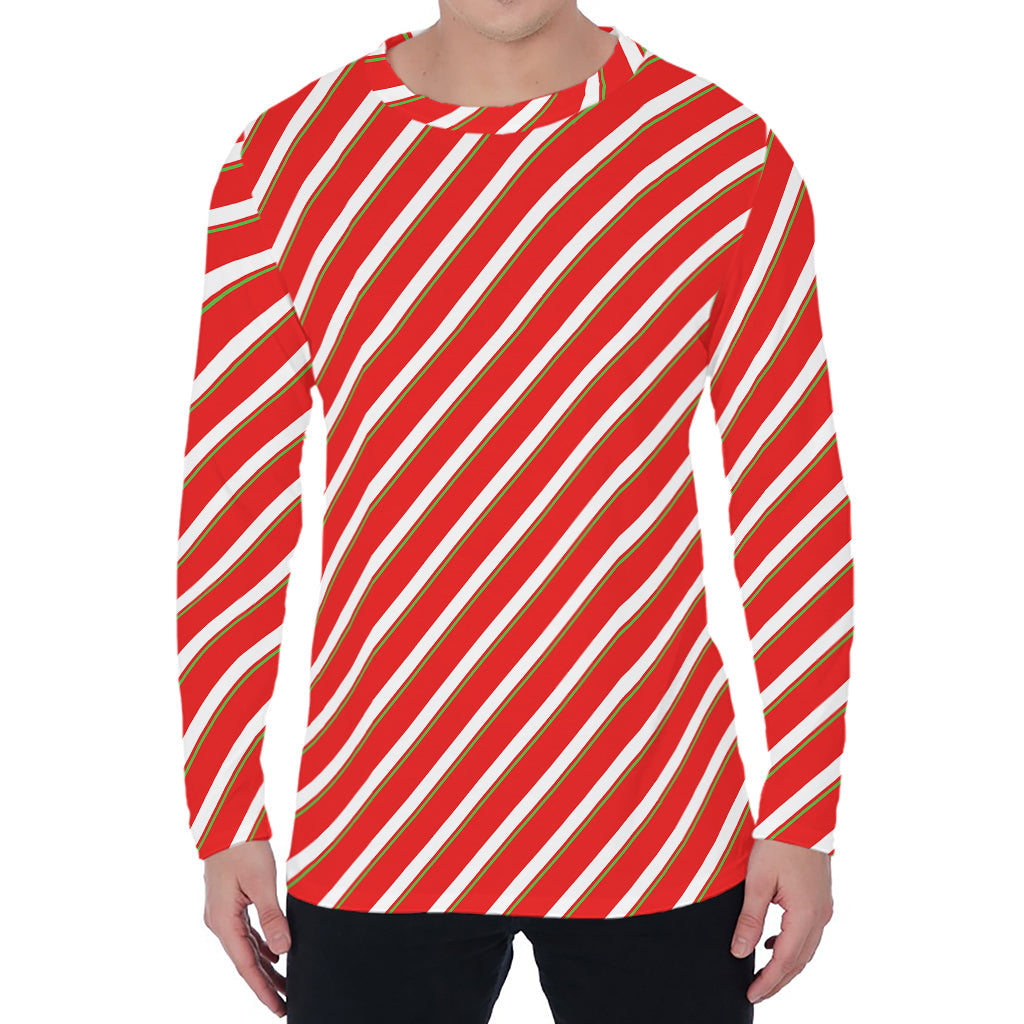 Candy Cane Stripe Pattern Print Men's Long Sleeve T-Shirt