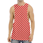 Candy Cane Stripe Pattern Print Men's Muscle Tank Top