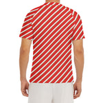 Candy Cane Stripe Pattern Print Men's Short Sleeve Rash Guard