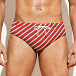 Candy Cane Stripe Pattern Print Men's Swim Briefs