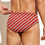 Candy Cane Stripe Pattern Print Men's Swim Briefs