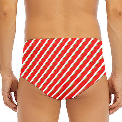 Candy Cane Stripe Pattern Print Men's Triangle Swim Briefs