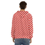 Candy Cane Stripe Pattern Print Men's Velvet Pullover Hoodie