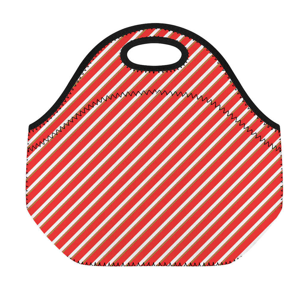 Candy Cane Stripe Pattern Print Neoprene Lunch Bag
